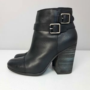 Lucky Brand Lauron Black Leather Heeled Ankle Boots size 8.5